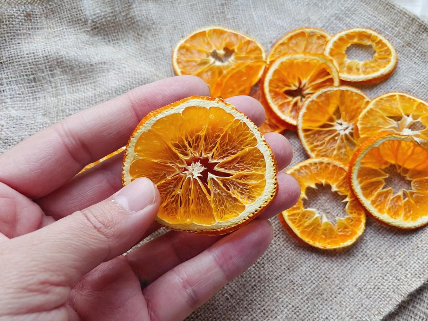 빛에 비치는 귤 조각